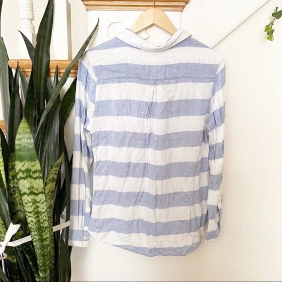 rails blue white thick stripes button up blouse  L - Picture 7 of 8